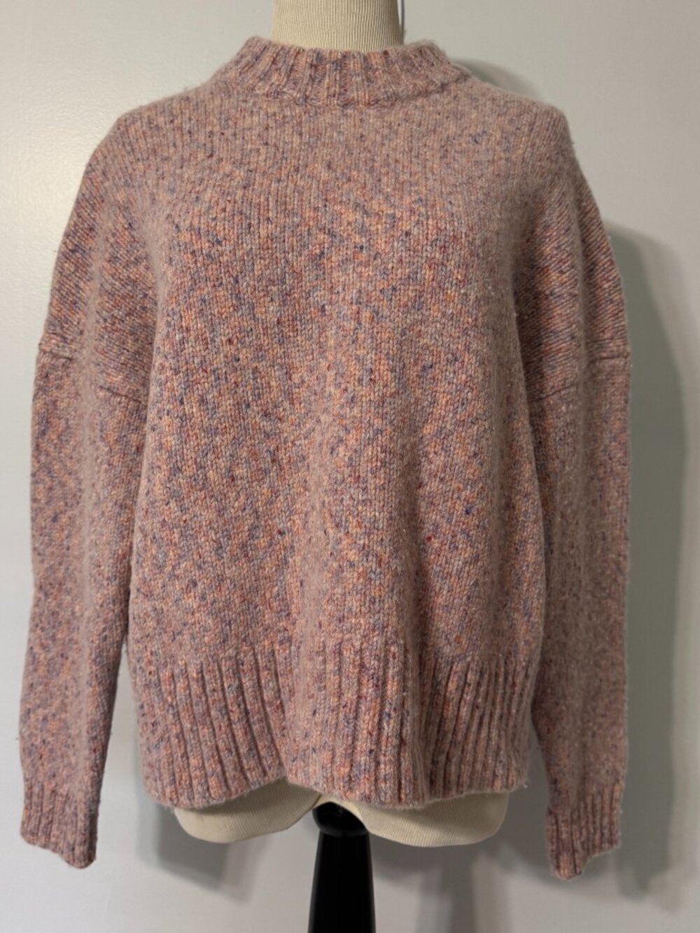 RAG & BONE Heathered Pink Crewneck Wool Sweater